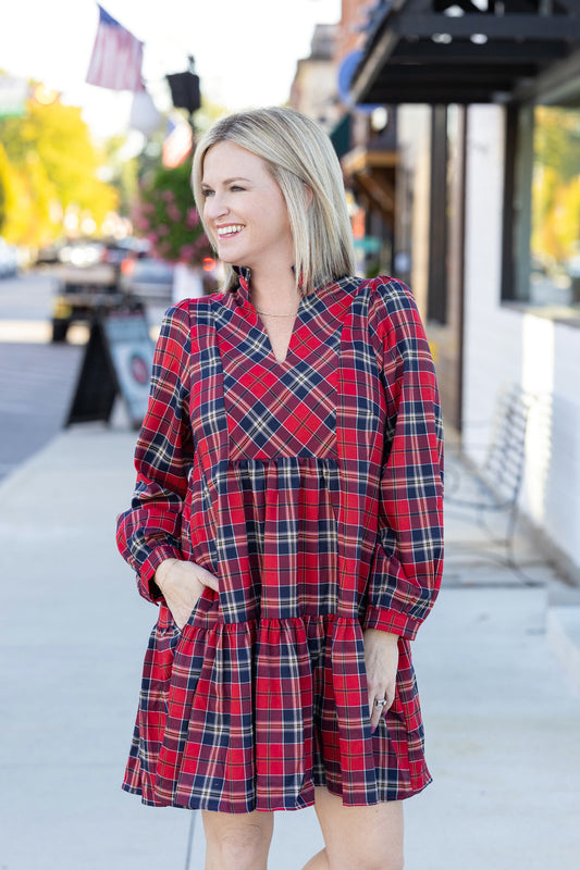 Country Club Christmas Plaid Dress