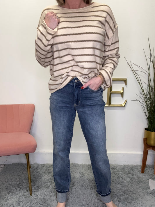 Judy Blue Midrise Vintage Wash Boyfriend Jean