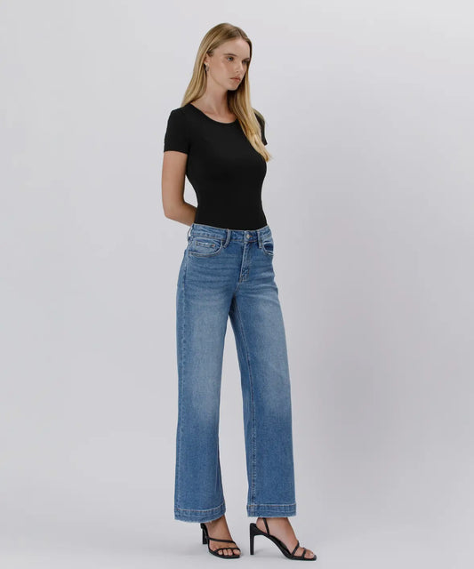 Lovervet High Rise Wide Trouser Leg Stretch Jeans Boutique