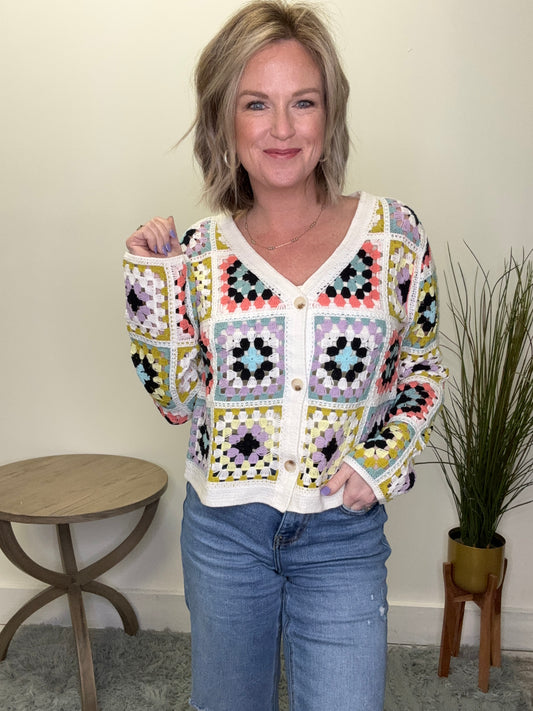 First Time Crochet Button Up Cardigan Top