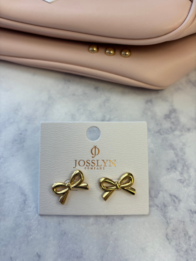 18 k gold bow studs trendy boutique earrings