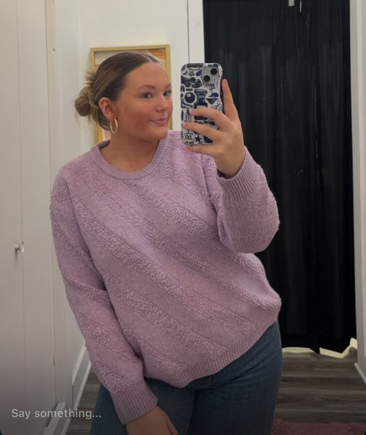 Fuzzy Striped Lavender Sweater