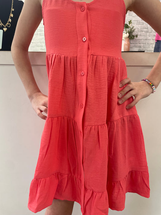 Marley Coral Dress with Bow Back