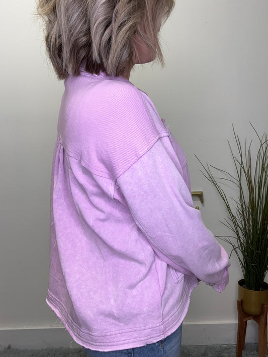 mystree lavender purple jacket shacket layer top lightweight pockets