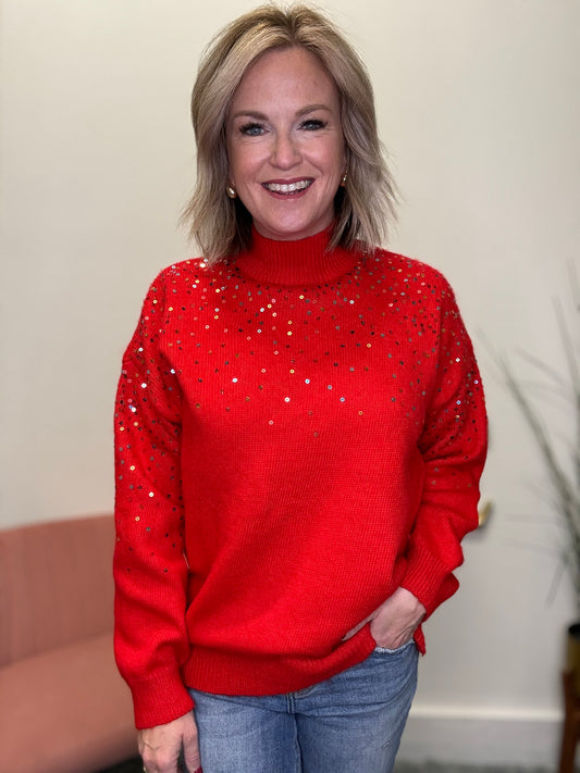 Season Of Sequins Sweater Top