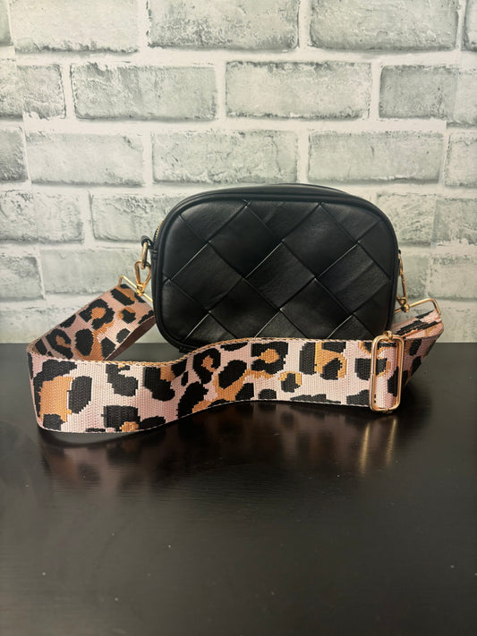 Leopard Strap Woven Purse