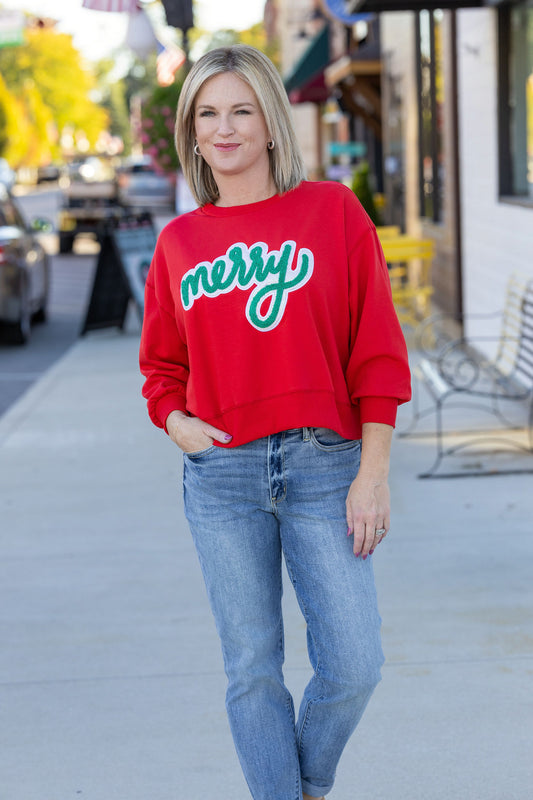 Red Merry Sparkle Christmas Sweatshirt