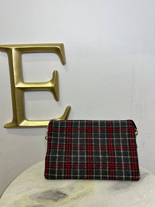 Three in One Purse in Black and Red Plaid - Ella Chic Boutique