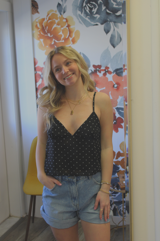 Polka Dot Black Tank