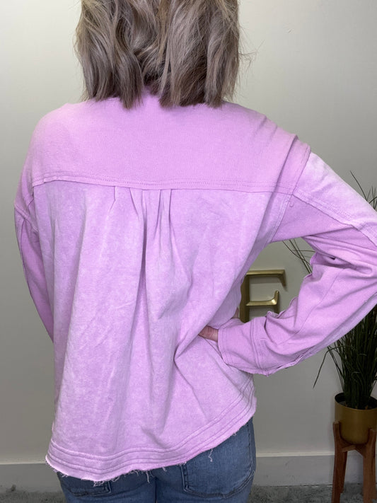 mystree lavender purple jacket shacket layer top lightweight pockets