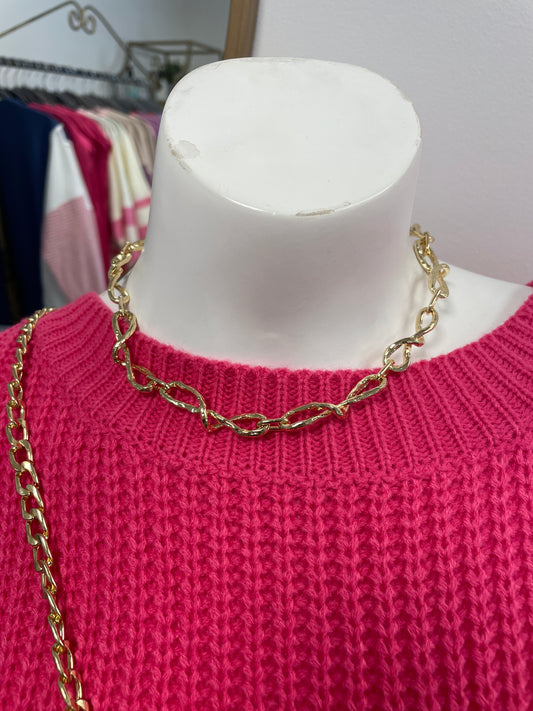 Chunky Twisted Link Gold Necklace