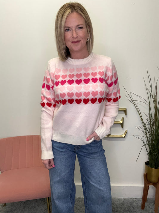 All My Love Multi Colored Heart Sweater Top