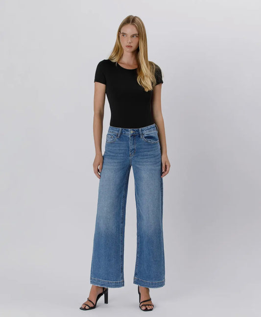 Lovervet High Rise Wide Trouser Leg Stretch Jeans Boutique