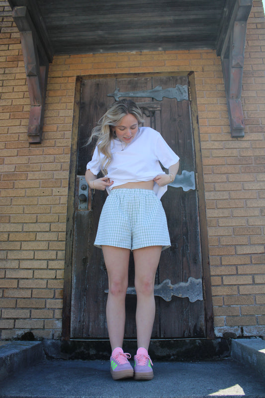 Sage Gingham Shorts