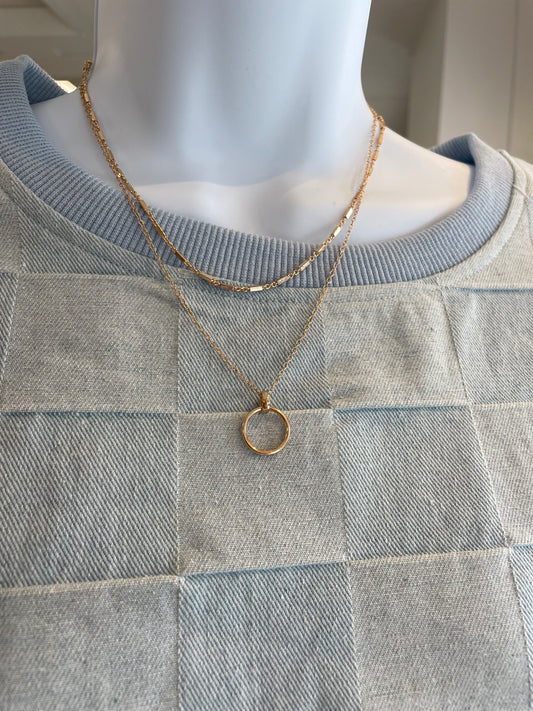 Double Layer Circle Pendant Necklace