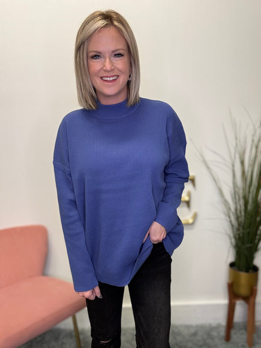 The Prettiest Mock Neck Ribbed Sweater Top