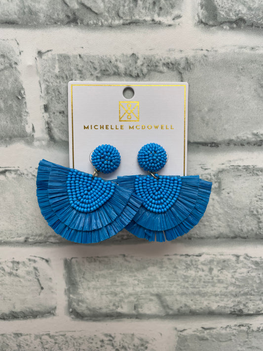 Corolla Royal Blue Fan Statement Earrings