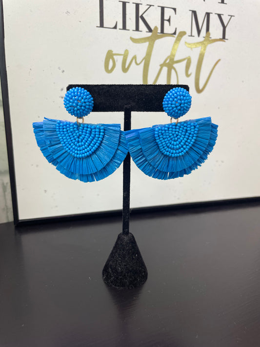 Corolla Royal Blue Fan Statement Earrings