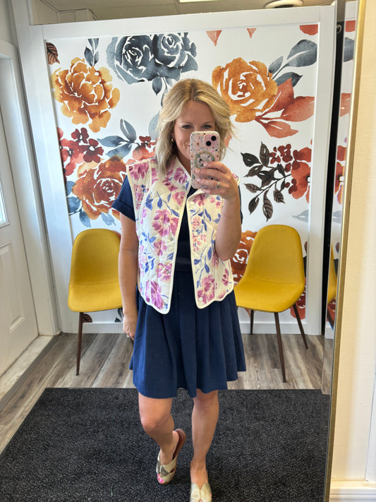 Floral Fashion Puffer Vest