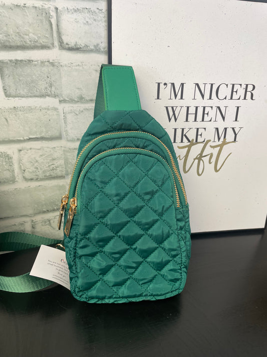 Quilted Crossbody Purse in Green