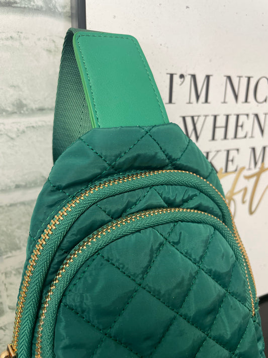 Quilted Crossbody Purse in Green