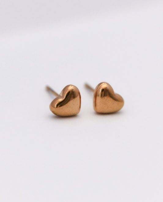 18k Waterproof Non-tarnish Gold Heart Studs