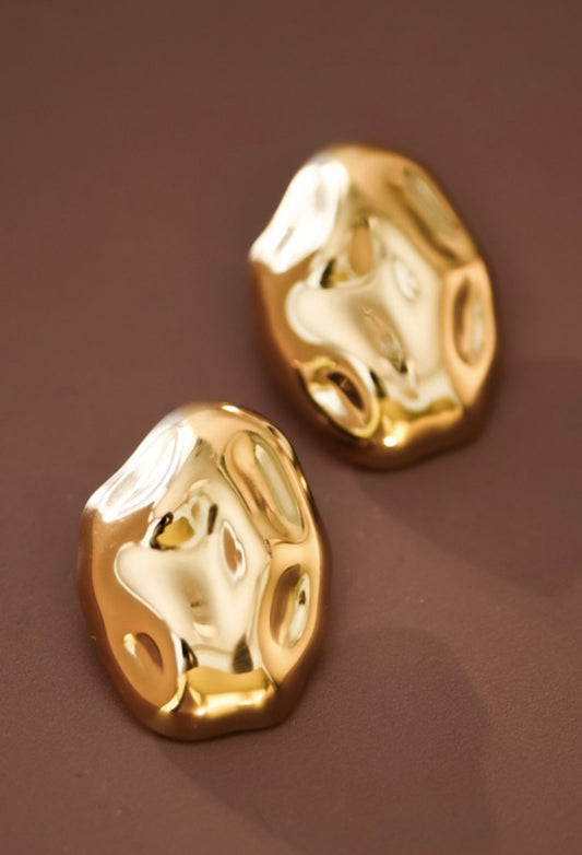 18k Gold Waterproof Hammered Studs