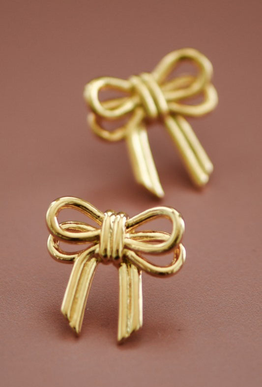 18k Waterproof Double Bow Studs