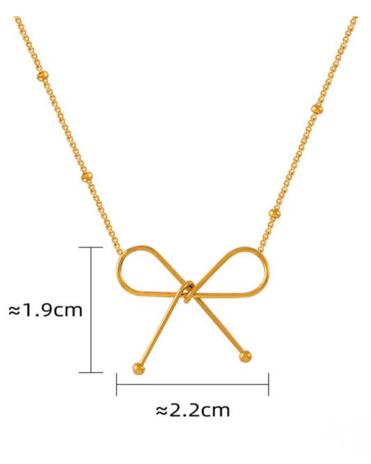 Trendy 18K Gold Dipped Bow Necklace