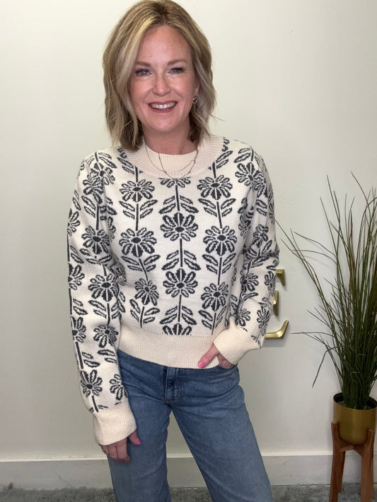 Perfect Seasons Flower Sweater Top