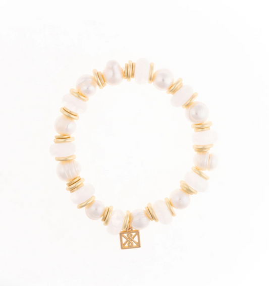 Jenna White Pearl Beaded Bracelet